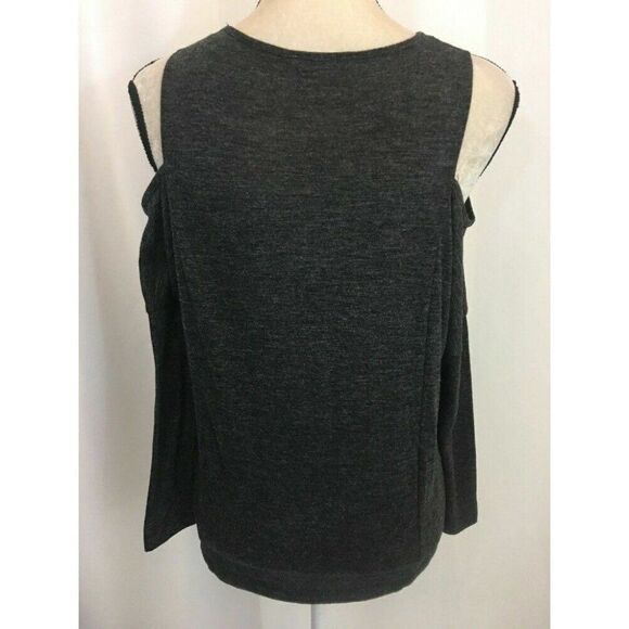 Zara Womens Solid Charcoal Gray Long Sleeve Cold Shoulder Sweater  Top Small - Picture 4 of 6